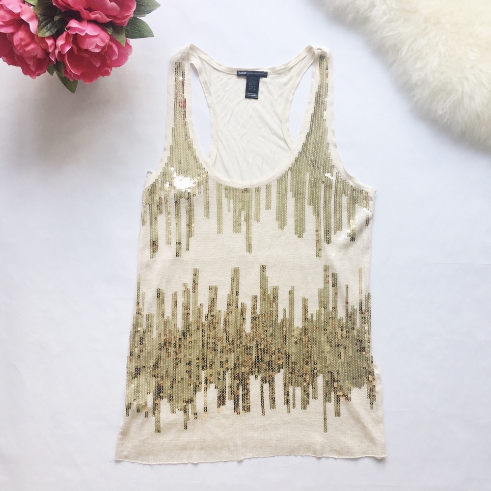 SOLD Mango Gold Sequin Racerback Tank Top